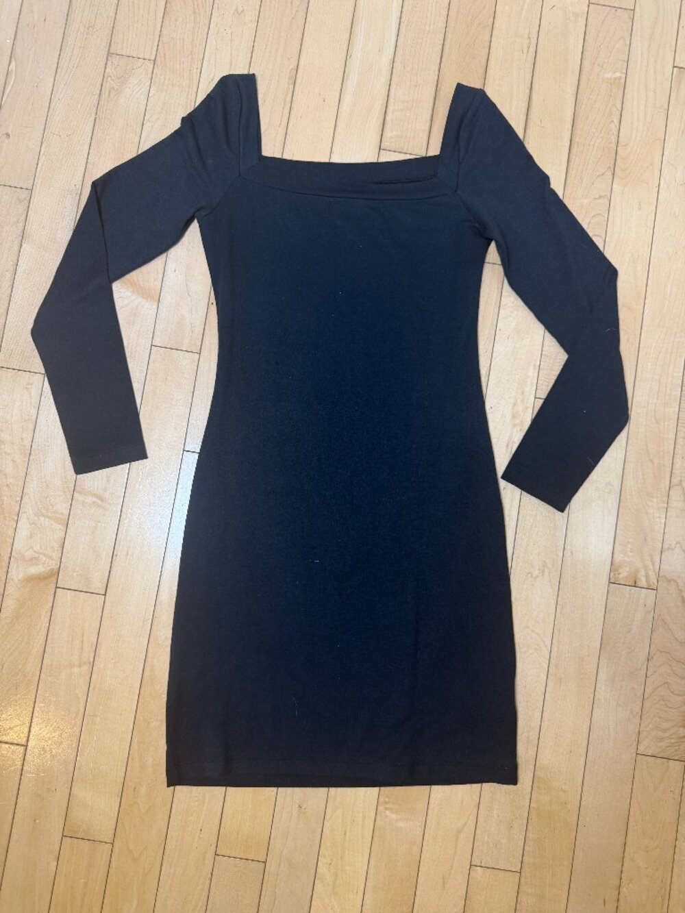 URBAN OUTFITTERS Square Neck Black Knit Bodycon Body Con Dress Size Small